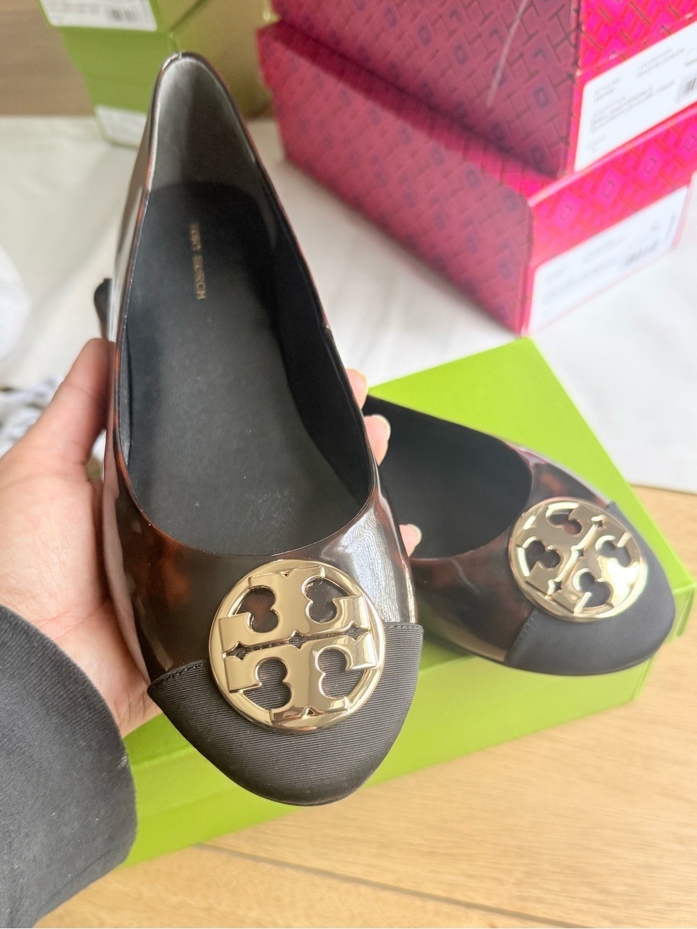 Tory Burch Chelsea Cap-Toe Ballet Flat In Tortoise Patent;SZ9 ;BlNIB;Ret $228 - Picture 4 of 7
